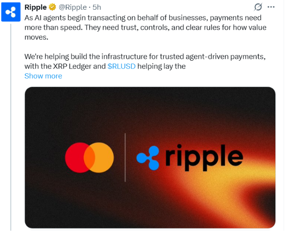 Ripple推AI支付工具包，布局自主代理经济新赛道