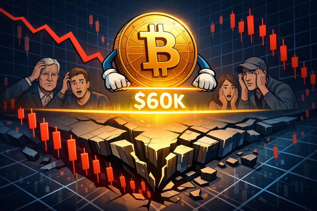 比特币逼近6万关口：杠杆压力与技术承压双重考验