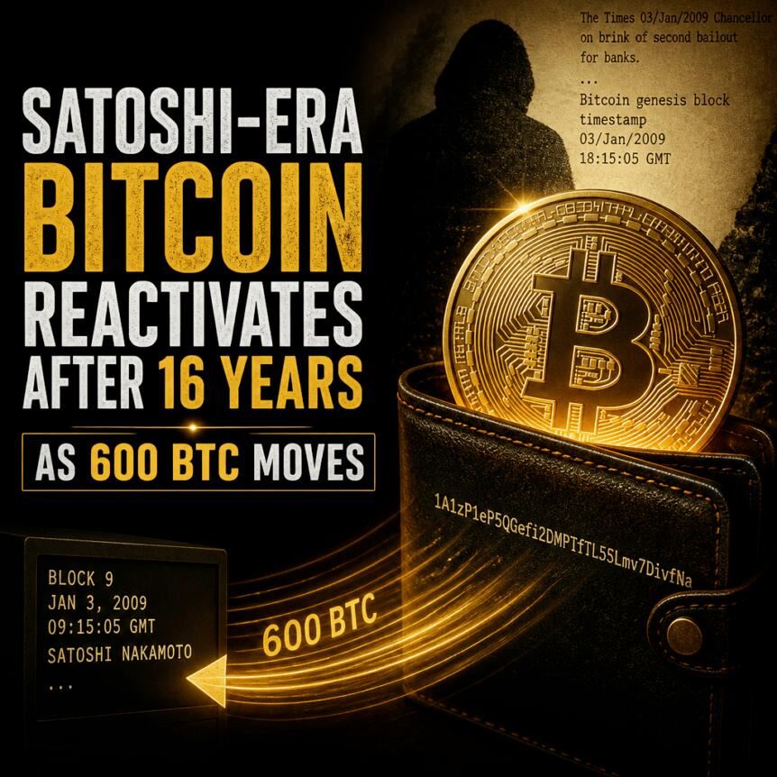 600枚比特币沉睡16年后现身，中本聪关联传闻引热议