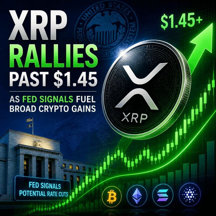 XRP单日飙涨6%站稳1.45美元，机构押注ETF前景