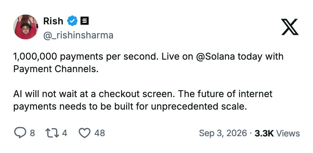 Solana推支付通道：每秒百万笔吞吐，阿里云成首秀伙伴
